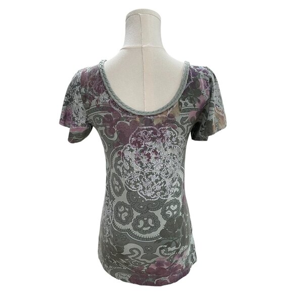 Lucky Brand Butterfly Graphic T Shirt Womens XS Boho Floral Embroidered NWT - Picture 6 of 10